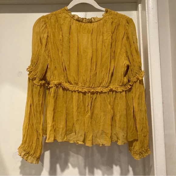 Ulla Johnson Silva Blouse Honey V-Neck Top Fall 100% Silk *Flawed* - Picture 8 of 12